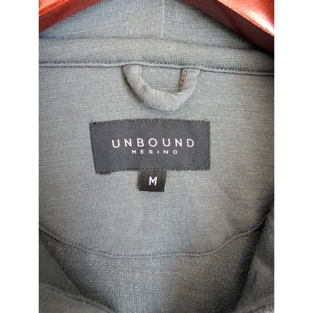 NWT Unbound Merino Hoodie Mens M Dark Gray Compact Travel Long Sleeve Full Zip - Picture 3 of 5